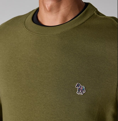 PAUL SMITH PS ZEBRA LOGO CREW NECK SWEATSHIRT KHAKI GREEN (36E) RRP £125 NEW