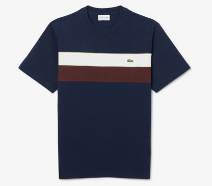 LACOSTE COLOUR BLOCK COTTON T-SHIRT NAVY RRP £60 BNWT