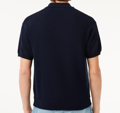 LACOSTE KNITTED COTTON CROC LOGO POLO SHIRT NAVY BLUE (5) LARGE RRP £130 BNWT
