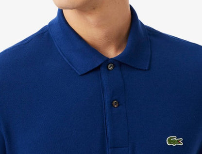 LACOSTE CROC LOGO PIQUE COTTON LONG SLEEVE POLO SHIRT BLUE (7) 2XL RRP £105 BNWT