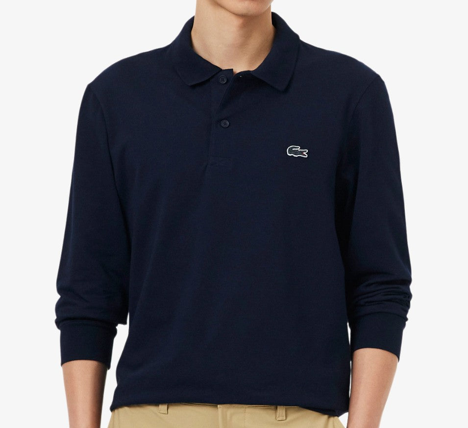 LACOSTE CROC LOGO PIQUE COTTON LONG SLEEVE POLO SHIRT NAVY (7) 2XL RRP £105 BNWT