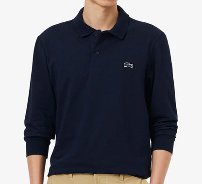 LACOSTE CROC LOGO PIQUE COTTON LONG SLEEVE POLO SHIRT NAVY (7) 2XL RRP £105 BNWT