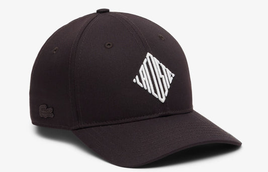 LACOSTE DIAMONG LOGO COTTON 6 PANEL BASEBALL CAP BROWN RRP £64 BNWT
