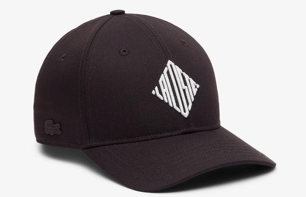 LACOSTE DIAMONG LOGO COTTON 6 PANEL BASEBALL CAP BROWN RRP £64 BNWT