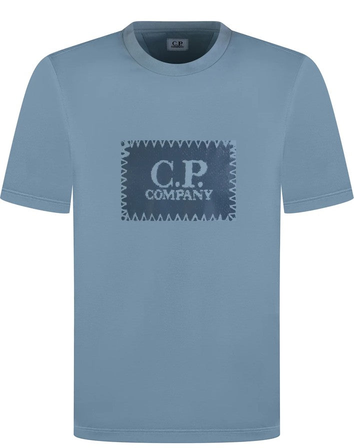 CP COMPANY BOX LOGO COTTON T-SHIRT BLUE MEDIUM RRP £100 BNWT
