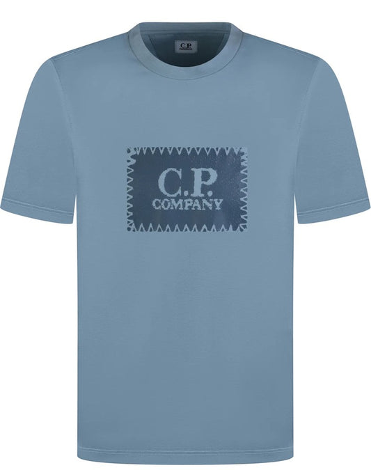 CP COMPANY BOX LOGO COTTON T-SHIRT BLUE MEDIUM RRP £100 BNWT