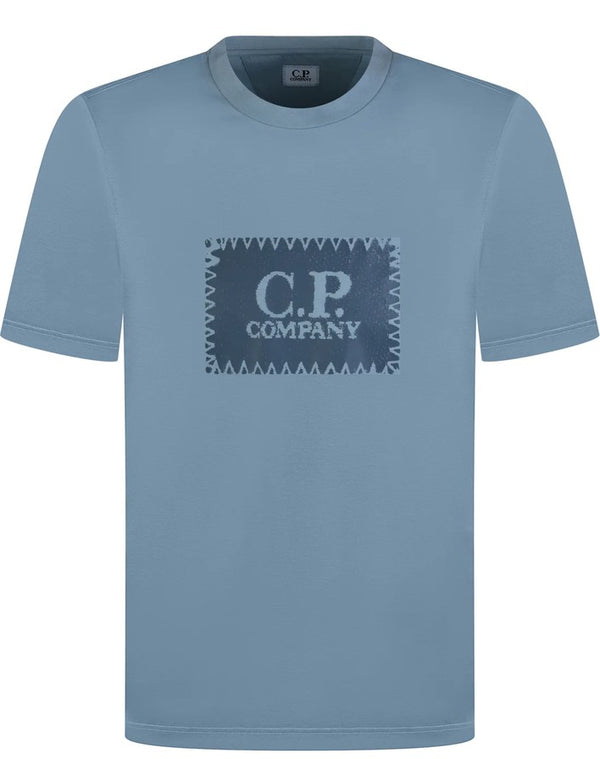 CP COMPANY BOX LOGO COTTON T-SHIRT BLUE MEDIUM RRP £100 BNWT