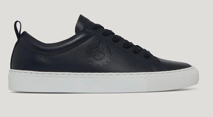 BELSTAFF WALTON LOW TOP NAPPA LEATHER TRAINERS DARK INK NAVY UK 7 RRP £175 BNIB