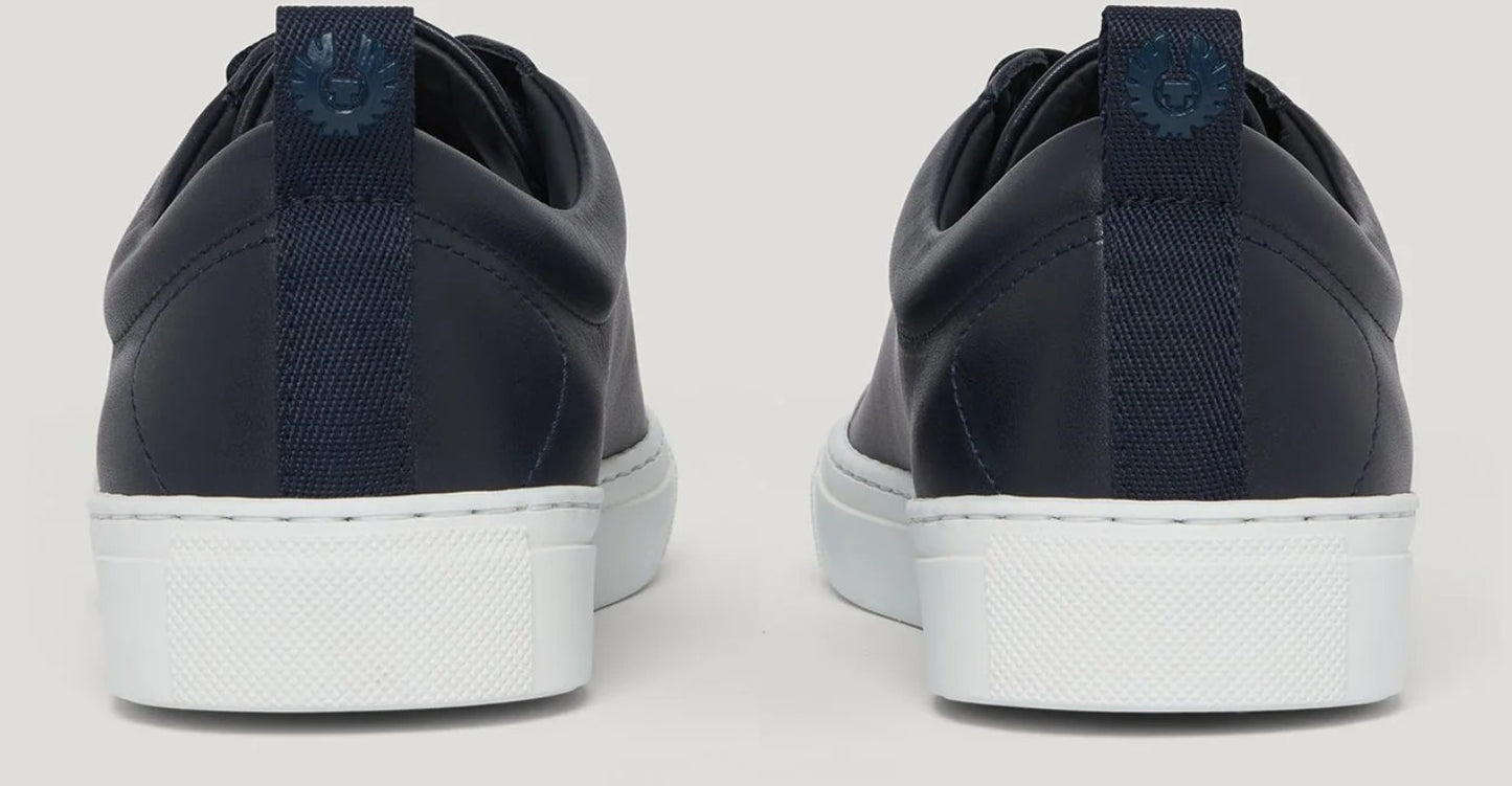BELSTAFF WALTON LOW TOP NAPPA LEATHER TRAINERS DARK INK NAVY UK 7 RRP £175 BNIB