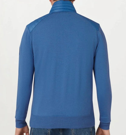 BELSTAFF KELBY MERINO WOOL MIXED MEDIA ZIPPED CARDIGAN MARINE BLUE RRP £250