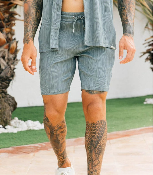 MAUVAIS WAVE TEXTURED DRAWSTRING SHORTS SAGE GREEN RRP £42 BNWT