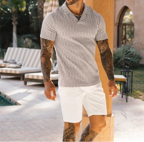 MAUVAIS JOALI SLIM FIT TEXTURED KNIT COTTON BLEND POLO SHIRT BEIGE 3XL BNWT