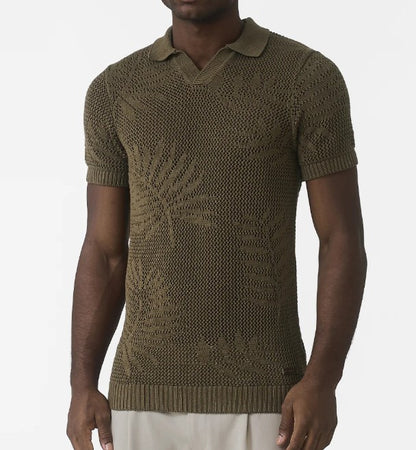 MAUVAIS TROPICS RELAXED FIT KNIT COTTON POLO SHIRT OLIVE GREEN 2XL RRP £45 BNWT