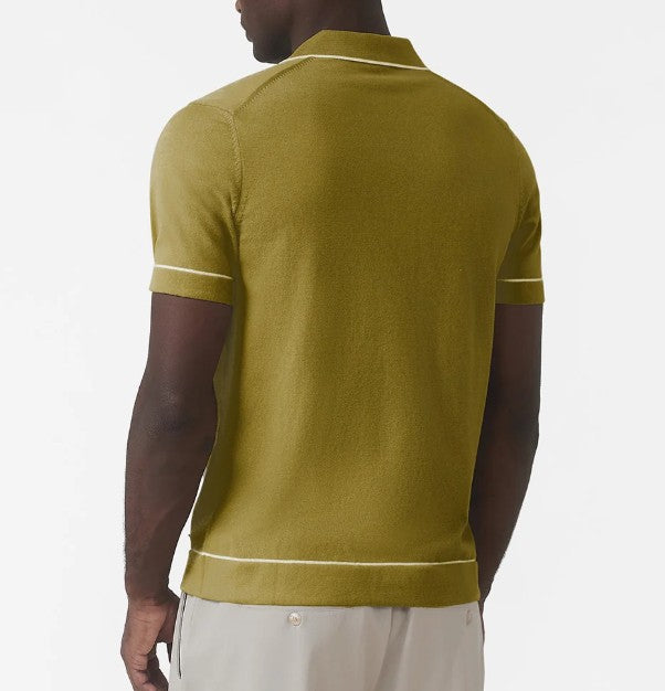 MAUVAIS LUCIANO SLIM FIT KNIT COTTON SHORT SLEEVE SHIRT OLIVE 3XL RRP £55 BNWT