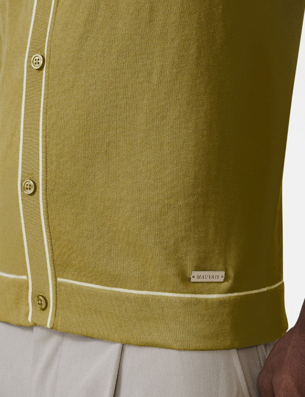 MAUVAIS LUCIANO SLIM FIT KNIT COTTON SHORT SLEEVE SHIRT OLIVE 3XL RRP £55 BNWT