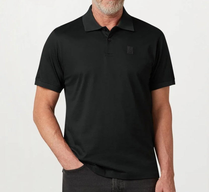 BELSTAFF STEEL MERCERISED COTTON PATCH POLO SHIRT BLACK RRP £110 BNWT
