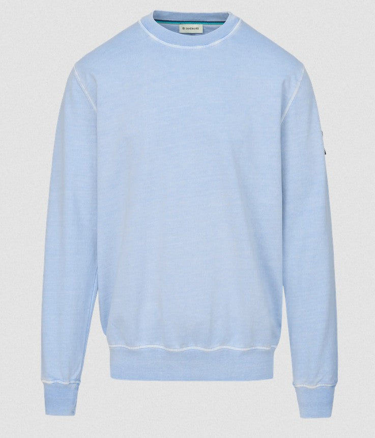 SANDBANKS BADGE LOGO MINERAL WASH COTTON SWEATSHIRT DUSTY BLUE 3XL RRP £160 BNWT
