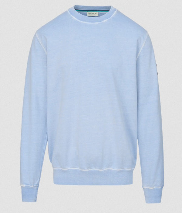 SANDBANKS BADGE LOGO MINERAL WASH COTTON SWEATSHIRT DUSTY BLUE 3XL RRP £160 BNWT