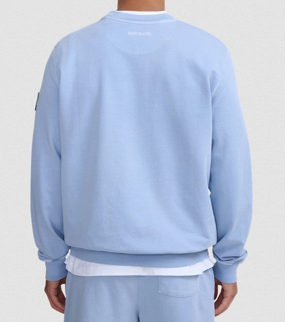 SANDBANKS BADGE LOGO MINERAL WASH COTTON SWEATSHIRT DUSTY BLUE 3XL RRP £160 BNWT