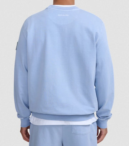 SANDBANKS BADGE LOGO MINERAL WASH COTTON SWEATSHIRT DUSTY BLUE 3XL RRP £160 BNWT