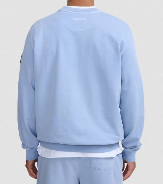 SANDBANKS BADGE LOGO MINERAL WASH COTTON SWEATSHIRT DUSTY BLUE 3XL RRP £160 BNWT