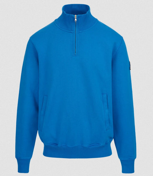 SANDBANKS QUARTER ZIP COTTON FLEECE SWEATSHIRT COBALT BLUE RRP £165 BNWT