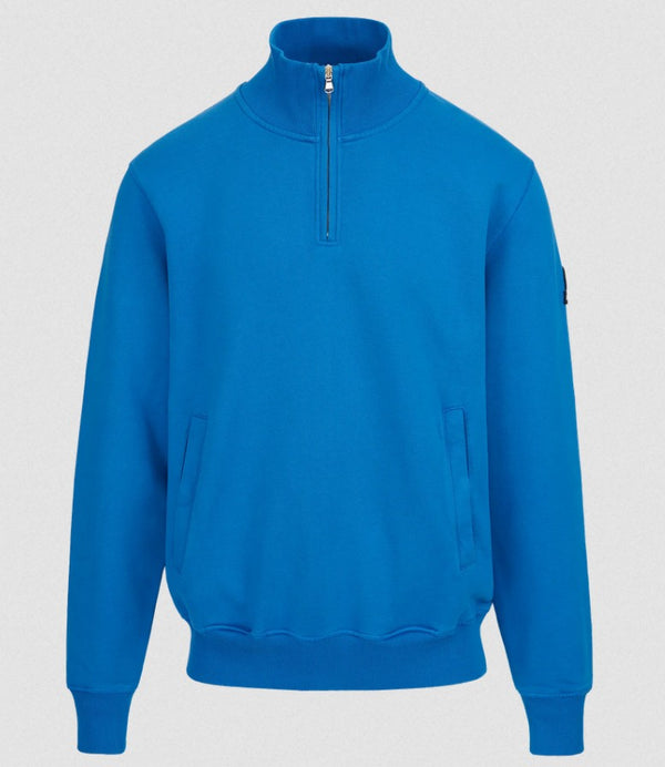 SANDBANKS QUARTER ZIP COTTON FLEECE SWEATSHIRT COBALT BLUE RRP £165 BNWT