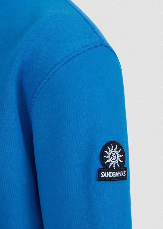 SANDBANKS QUARTER ZIP COTTON FLEECE SWEATSHIRT COBALT BLUE RRP £165 BNWT