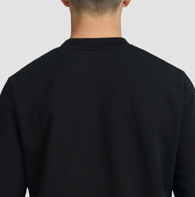 SANDBANKS BOUCLE BADGE COTTON FLEECE SWEATSHIRT BLACK RRP £175 BNWT