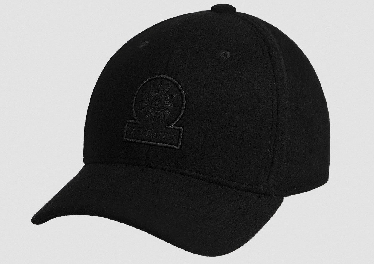 SANDBANKS WOOL CLASSIC 6 PANEL BASEBALL CAP BLACK ONE SIZE RRP £105 BNWT
