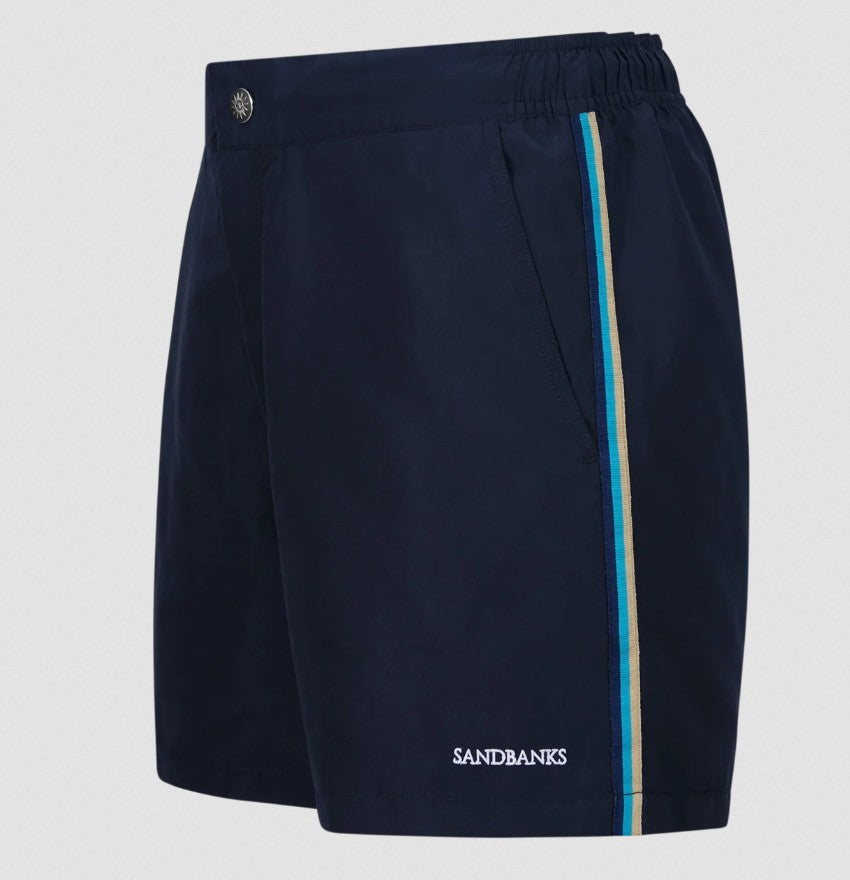 SANDBANKS SIDE STRIPE SWIM SHORTS NAVY BLUE LARGE RRP £135 BNWT