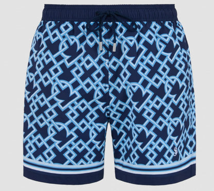 SANDBANKS MOSAIC RESORT SWIM SHORTS NAVY BLUE 2XL RRP £135 BNWT