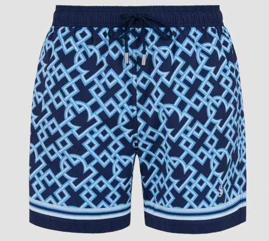 SANDBANKS MOSAIC RESORT SWIM SHORTS NAVY BLUE 2XL RRP £135 BNWT