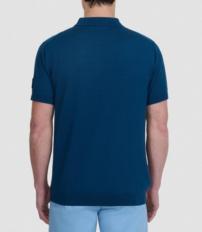 SANDBANKS VERICAL STRIPE ZIP UP KNITTED COTTON POLO SHIRT NAVY RRP £160 BNWT