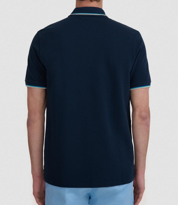 SANDBANKS TIPPED PIQUE COTTON BADGE LOGO POLO SHIRT NAVY 5XL RRP £115 BNWT