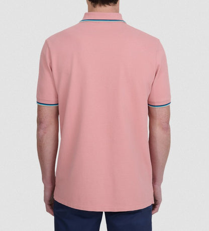 SANDBANKS TIPPED PIQUE COTTON BADGE LOGO POLO SHIRT DUSTY PINK XL RRP £115 BNWT