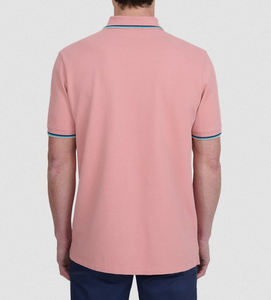 SANDBANKS TIPPED PIQUE COTTON BADGE LOGO POLO SHIRT DUSTY PINK XL RRP £115 BNWT