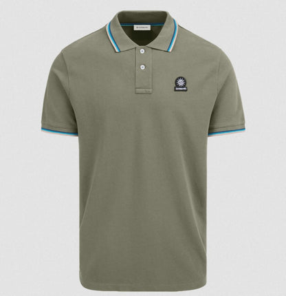 SANDBANKS TIPPED PIQUE COTTON BADGE LOGO POLO SHIRT ARMY GREEN 2XL RRP £115 BNWT