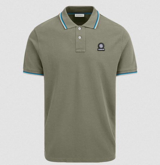 SANDBANKS TIPPED PIQUE COTTON BADGE LOGO POLO SHIRT ARMY GREEN 2XL RRP £115 BNWT