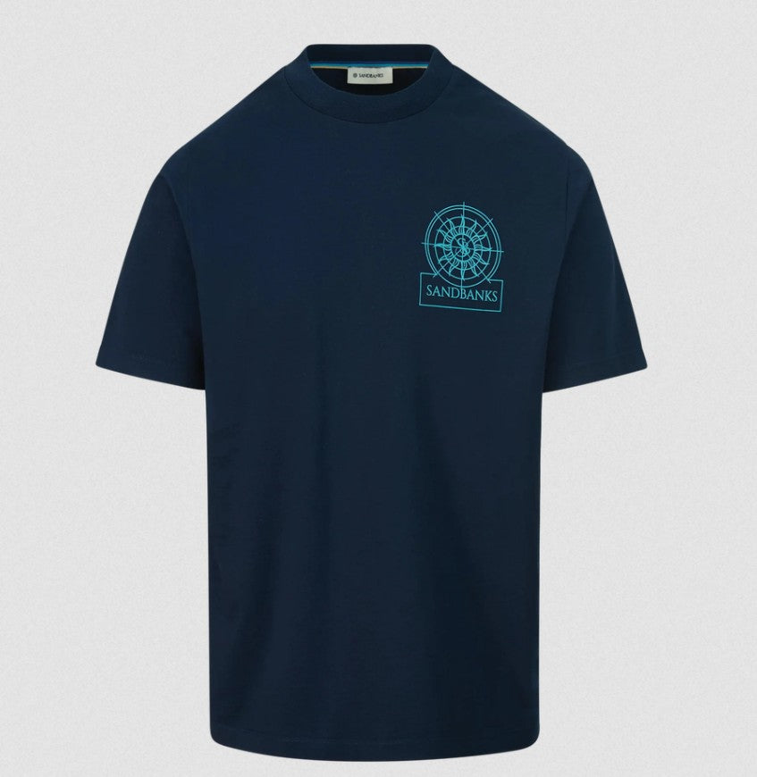 SANDBANKS SONAR COTTON T-SHIRT NAVY BLUE LARGE RRP £90 BNWT