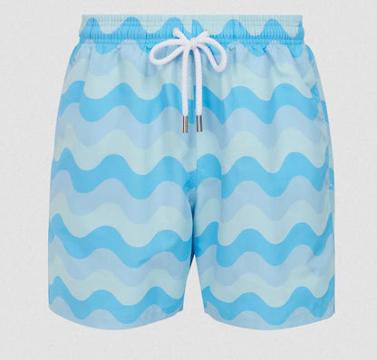 SANDBANKS GEOMETRIC WAVE SWIM SHORTS CRYSTAL BLUE RRP £135 BNWT