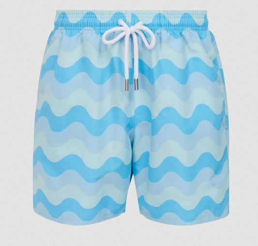 SANDBANKS GEOMETRIC WAVE SWIM SHORTS CRYSTAL BLUE RRP £135 BNWT