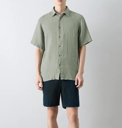 OLIVER SWEENEY SOMERTON SHORT SLEEVE LINEN SHIRT SAGE GREEN 2XL RRP £99 BNWT