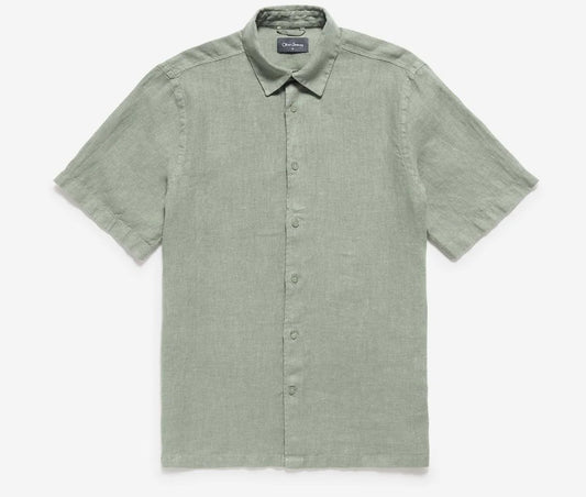 OLIVER SWEENEY SOMERTON SHORT SLEEVE LINEN SHIRT SAGE GREEN 2XL RRP £99 BNWT