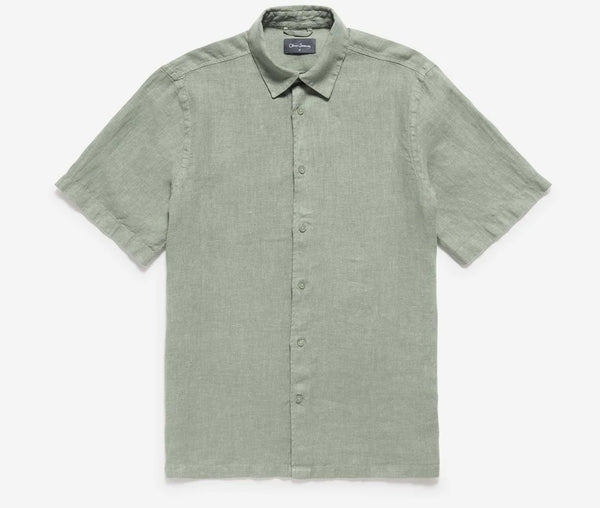 OLIVER SWEENEY SOMERTON SHORT SLEEVE LINEN SHIRT SAGE GREEN 2XL RRP £99 BNWT