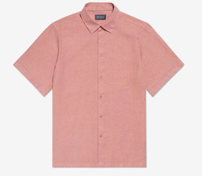 OLIVER SWEENEY SOMERTON SHORT SLEEVE LINEN SHIRT ROSEWOOD 2XL RRP £99 BNWT