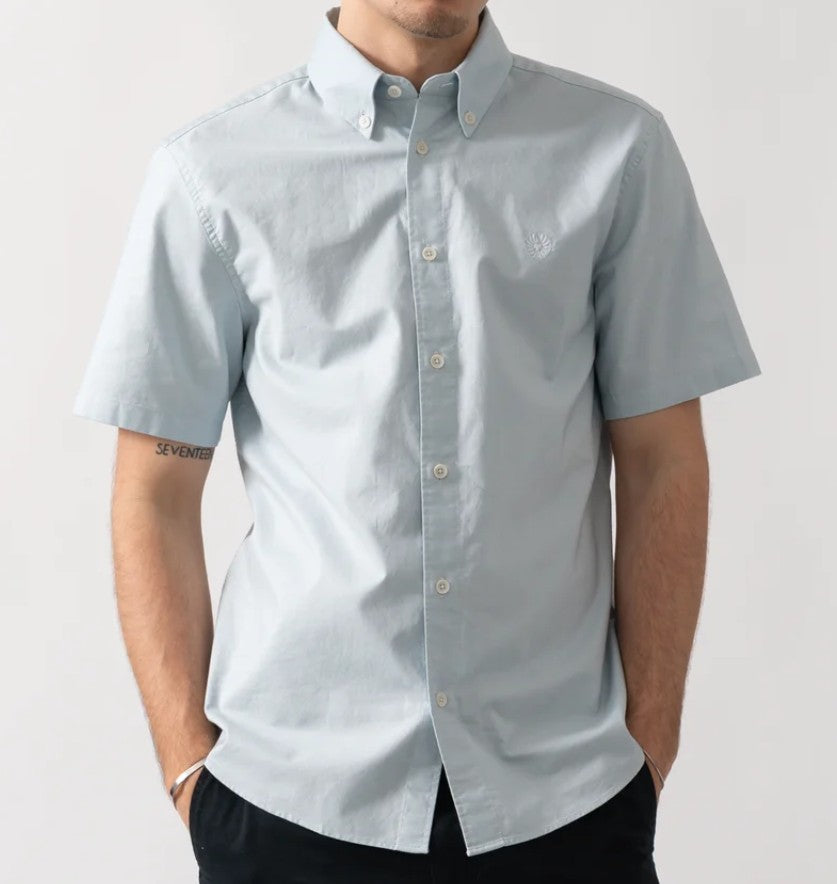 BELSTAFF STREET SHORT SLEEVE COTTON SHIRT SKY BLUE RRP £120 BNWT