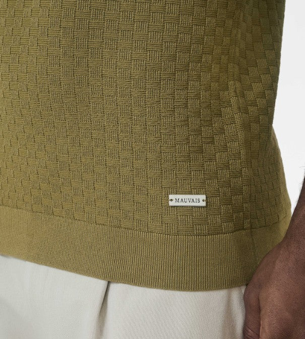 MAUVAIS NERANO SLIM FIT KNIT COTTON BLEND POLO SHIRT OLIVE RRP £55 BNWT