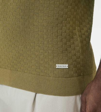 MAUVAIS NERANO SLIM FIT KNIT COTTON BLEND POLO SHIRT OLIVE RRP £55 BNWT