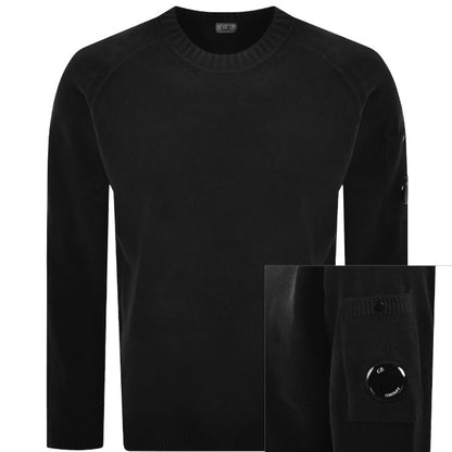 CP COMPANY CHENILLE COTTON LENS CREW NECK JUMPER BLACK RRP £255 BNWT